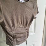 Princess Polly  Brown Ruched Crop T-Shirt Photo 1