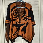 Ming Wang  Womens Brown Black Knit Rose Sweater Shawl‎ One Size OSFA Photo 1