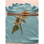 Jess & Jane Daisy Top Size M Blue Cold Shoulder Floral Asymmetrical Bumblebee Size M Photo 7