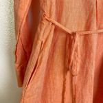 Serena & Lily  Margot Shirt Dress Womens Orange Linen Button Up Tie Waist Travel Photo 4