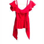 Club Monaco NWT  RED AKUA RUFFLE TOP Photo 3