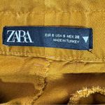 ZARA Tapered Leg Paper Bag Crop Pants Mustard Yellow Small Cotton Twill Photo 9