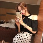 Black Minimalist Chiffon Layered Ruffle Off Photo 1