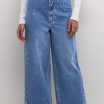 Kaffe Clothing KAhera Wide Leg Dark Wash High Rise Jeans Blue Size 16 Photo 1