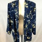 Vintage Kensington Square midnight blue leaf print boyfriend blazer size PL Size L Photo 0