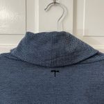 Tyler Boe Retro Lagenlook Blue Comfy Herringbone Funnel Neck 3/4 Sleeve Dress Lg Photo 4