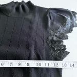 Rebecca Taylor  Black Pointelle Knit Lace Trim Mock Neck Sweater Dress Size M Photo 10