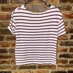 Old Navy  White Burgundy Striped Short Sleeve Mariner Top Women's Size Small Photo 5