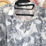 Eden & Olivia  Cotton Floral Blouse White/Blue M Photo 1