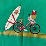 Karen Scott Green Gold Glitter Bike Surfboard Christmas Holiday Top Small Photo 1