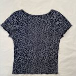 Brandy Melville Brandy Melville Short sleeve Floral tee, blue & white, scoop neck, O/S Photo 2