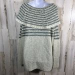Free People Off Shoulder Sweater S | Teal Bouclé Knit | MSRP $128 | Oversized Photo 1