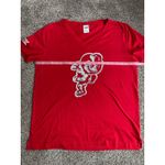 PINK - Victoria's Secret Victoria’s Secret PINK Red Sequin Brutus Buckeye V-Neck Tee – Size Large Photo 4