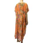 Lily White  Orange Floral Print High Low Tunic Blouse Semi Sheer Womens Large Photo 5