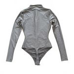 SKIMS  Disco Long Sleeve Bodysuit Mock Neck Thong Silver Women's Size Small Photo 6