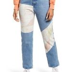 BP . Quilt Patchwork Tapered High Rise Denim Blue Jeans Size 29 NWT Photo 0