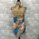 Reclaimed Vintage Mixed Print Halter Swim Dress Blue Size 16 Photo 3