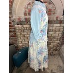 suit skirt blazer button front top swing skirt floral blue pink white Size 12 Photo 10