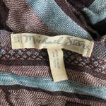 Michael Stars  Aztec Geometric Patterned Scarf with Tassels Blue Brown Photo 3