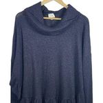 Anthropologie Postmark Orley Metallic Cowl Neck Ruffle Sweater in Navy Size XS/S Photo 5