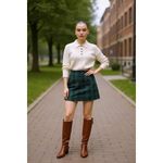 None Womens Preppy Minimalist Wool Alpaca blend Polo Sweater Small Cream Photo 1