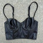 Victoria's Secret  Very Sexy Balconet Bustier Bra Faux Leather Lace 32B Black Photo 0
