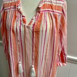 Roller Rabbit  Tunic Swim Coverup Stripe Dress Tassels Pink Orange White Small S Photo 3