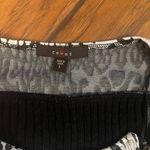 Fever Black and White Animal Print diagonal zip up sweater woman’s large Photo 2