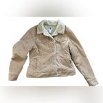 Gap Y2K  Corduroy Sherpa Lined Trucker Jacket Sz L Tan Button Up Western Rodeo Photo 1