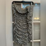 ZARA  Silver Sequin All Over Mini Dress Strapless Limited Edition Size Large L Photo 3