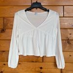 Blue Rain Francesca’s  Elegant White V-Neck Women's Top Large Photo 0