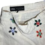 ZARA  Embroidered‎ Linen Blend Wide Leg Pants Size Medium Photo 6