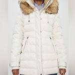 ZARA  White Water Repellent Puffer Coat Jacket Detachable Faux Fur Hood Photo 3