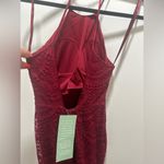My Michelle  Merlot Mermaid Lace Glitter Halter Back cutout Gown Lined Size 3 New Photo 7