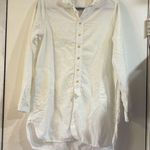 CP Shades  Micro Corduroy Tunic Shirt Dress White Button Down Long Sleeve S Photo 0