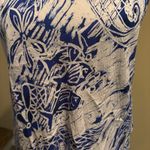 Jams World  Palani Sleeveless Tank Top Women's Medium Blue‎ White Tropical Photo 3