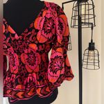 House of Harlow 1960 Nicole Ritchie Floral Balloon Sleeve Smocked Top Size Small Pink Photo 1