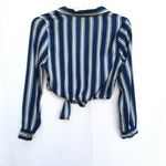 Moon Orchid Like New M Medium  Stripe Crop Top Shirt Tie Long Sleeve Formal Shirt Photo 3