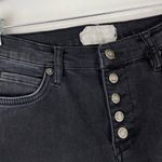 Free People Sz 29 Black Denim Wash Button Fly Mid Rise Skinny Jeans Raw Hem Photo 5