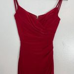 La Femme  Ruched Jersey Trumpet Gown in Deep Red Size US 00 Photo 3