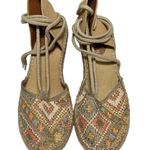 Dolce By Mojo Moxy 8M Boho Lace-Up Embroidered Platform Espidrille Wedge Sandal Photo 0