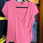 Sundance  100% Organic Cotton Terracotta Pink Wrap Blouse Size Large Photo 0