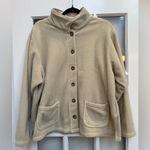 Vintage L.L. Bean Cream Beige Outdoor Fleece Button Down Teddy Jacket Size XL Tan Photo 9
