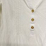 Lilly Pulitzer  White Long Sleeve Henley Shirt Womens M Pima Cotton Oversized Top Photo 2