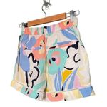 Rachel Zoe Linen Shorts Pastel Abstract Floral Pull-On Shorts Women’s Size Small Photo 4
