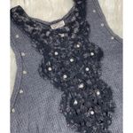 Vocal  Gray Tank Top Studded Gothic Thermal knit Sz L USA Fairy Grunge Whimsygoth Photo 8