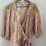 Madewell  Linen-Blend Ruffle-Cuff Wrap Dress in Dutch Dandelions Small Photo 3