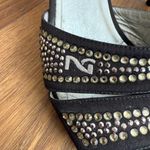 Nero Giardini Italy 3” Heel Mules Bling Logo Black Satin $270 39 Size 8.5 Photo 1