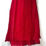 Women’s Red Silk Midi Strapless Cocktail Dress 14 Size L Photo 8