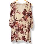 Lulus  Shifting‎ Dears Floral Shift Dress Cut Out Sleeve Beige Cream Mini Large Photo 2